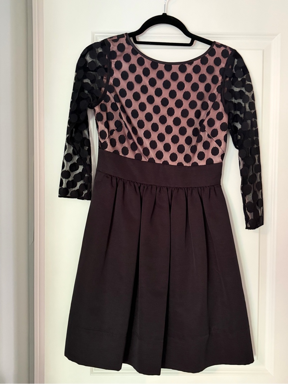 Eliza J Nude and Black Polka Dot Girls Party Dress
